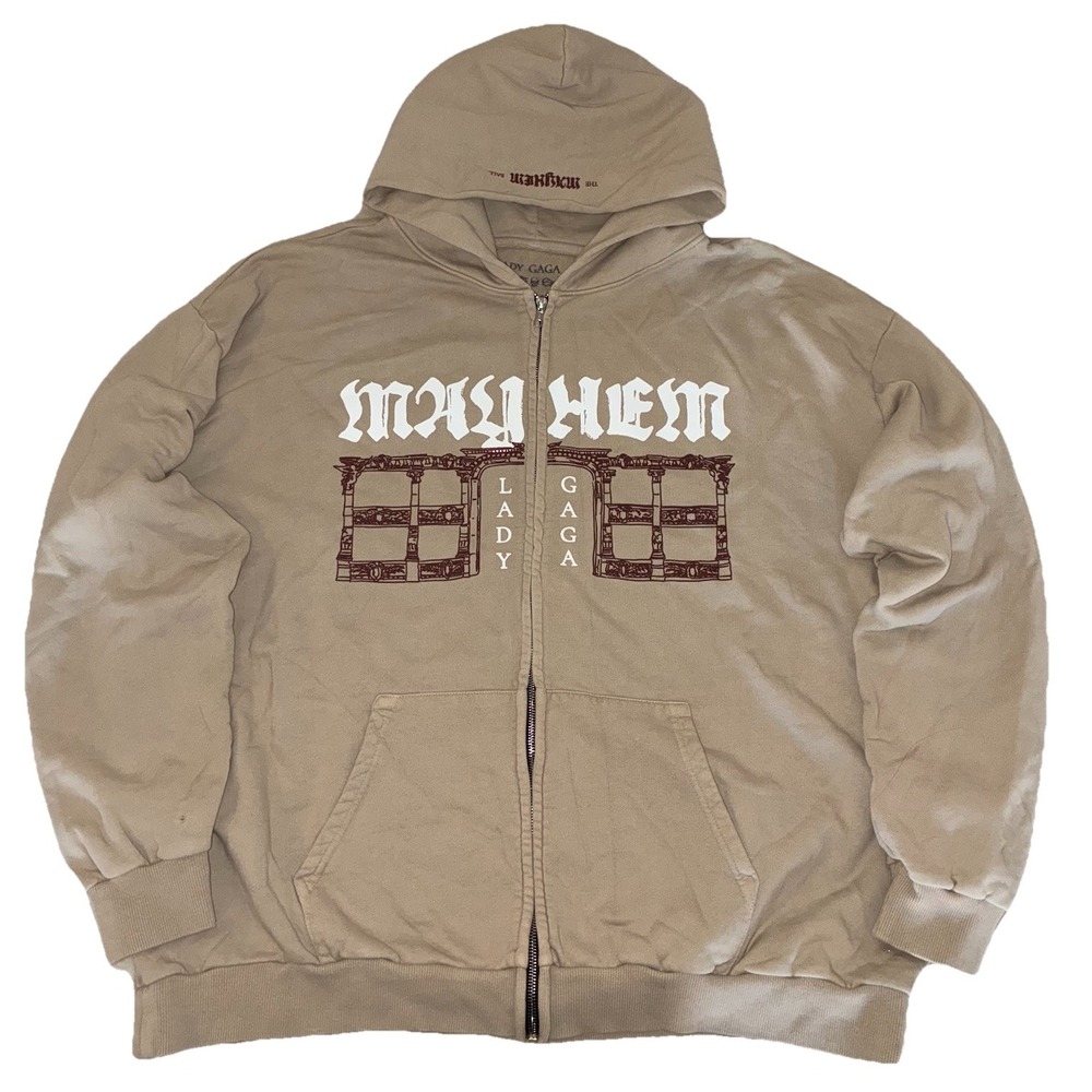Lady Gaga Opera Haus Hoodie XXL Beige Full Zip Mayhem Ball 2025 Merch NEW *flaws